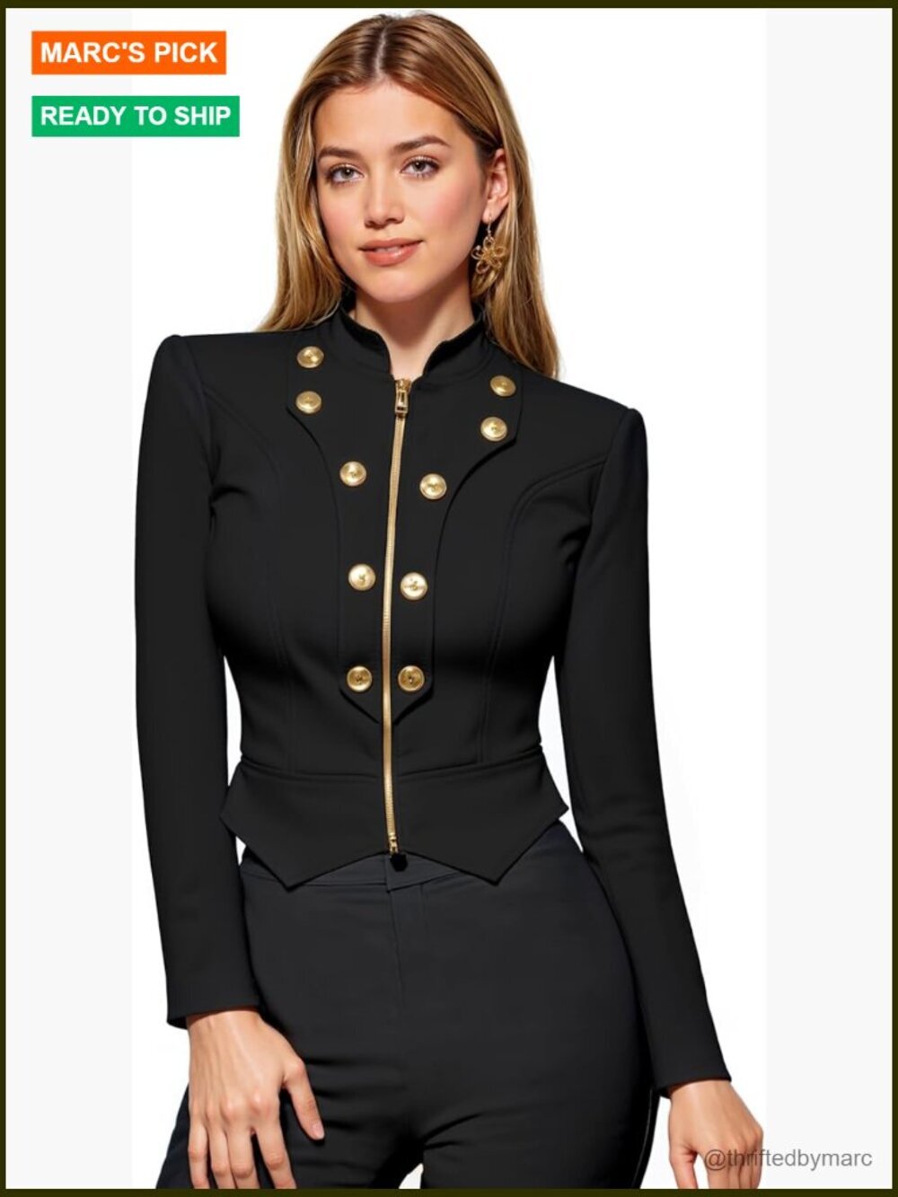 Cropped Ponte Blazer Open Front Zipper Slim Fit Casual Dress Jacket